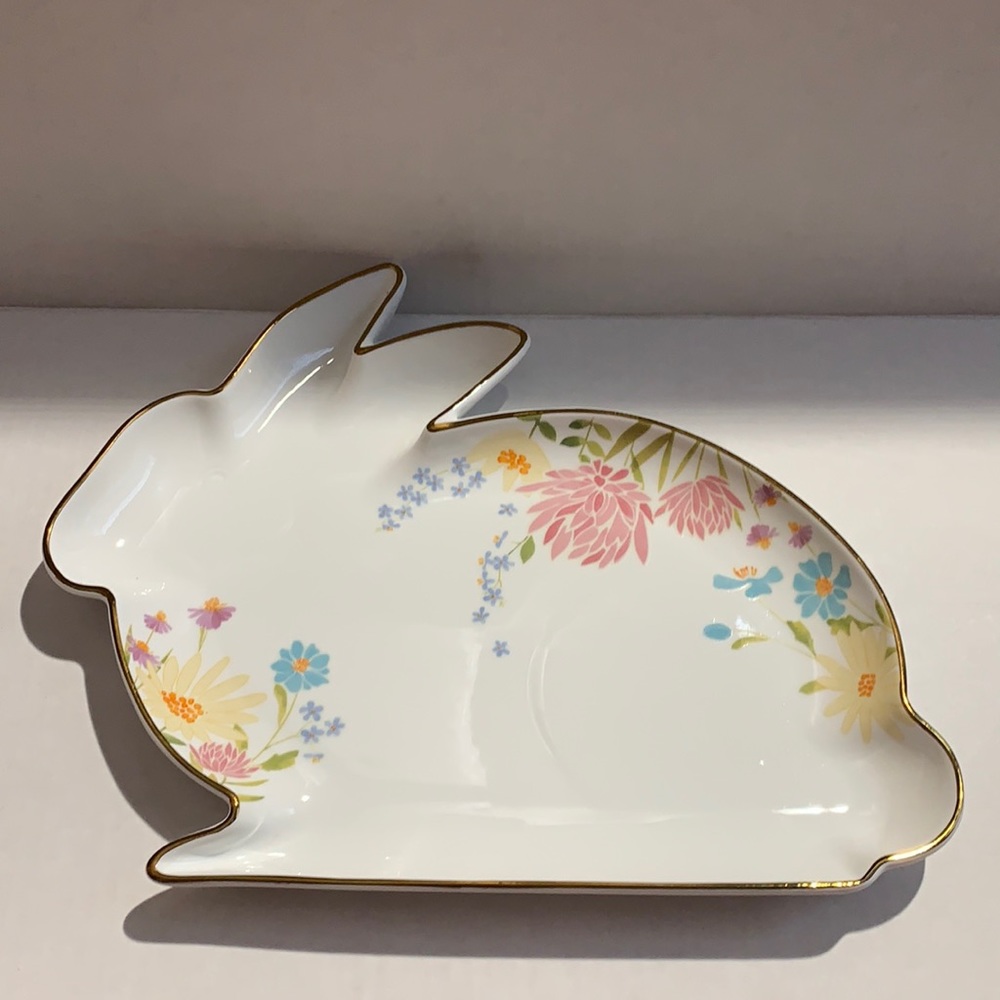 Martha Stewart Bunny Plate Easter Platter Floral Plate Decorative Plate
